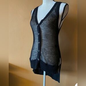 Eileen Fisher sleveless organic linen Black Sleeveless Knit Top
